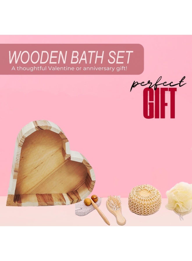 Home Smart Heart Shaped Bath Set 6 Pcs Set for Women Bath and Body Set, Relax, Inspirational Perfect for Birthday, Valentine and Women Day - Image 4